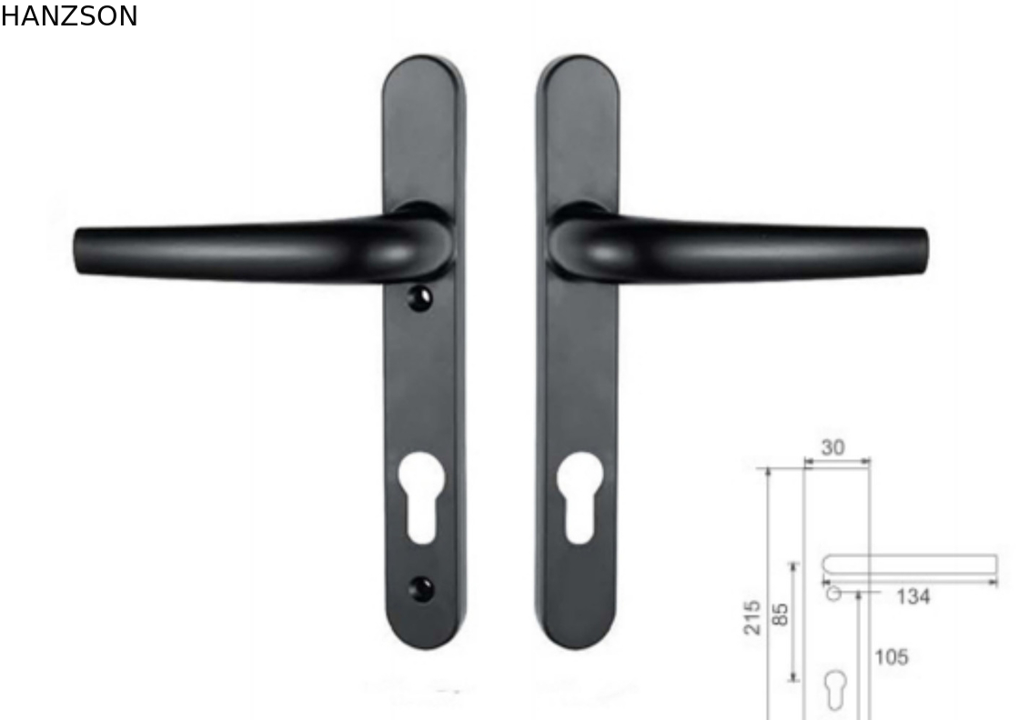 Sturdy Cylinder Exterior Door Entry Handle With Lever Entry Door Lock Handle Set