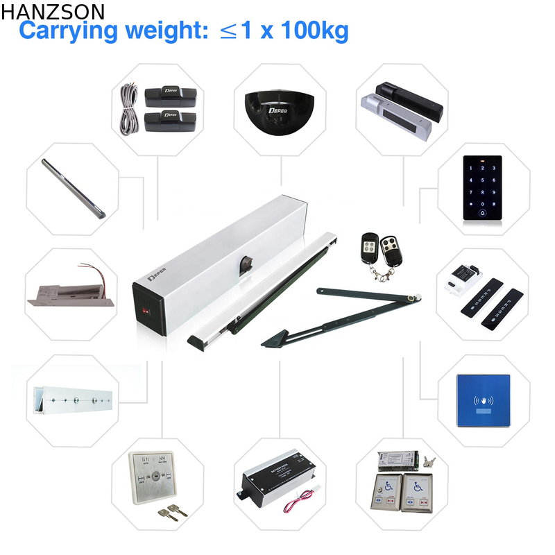 Automatic Electric Swing Door Opener Powder coating 250-450mm/S speed 50W Power