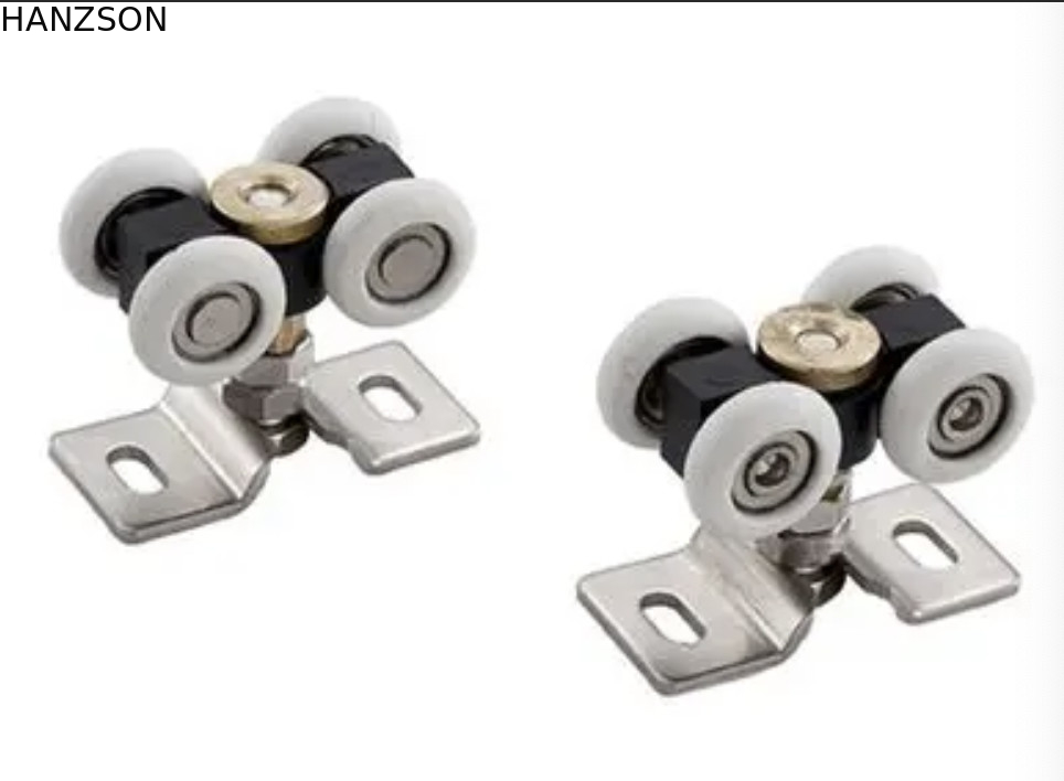 Light Weight Sliding Door Rollers Assembly Constructed Of Steel Bracket And Plastic Tires